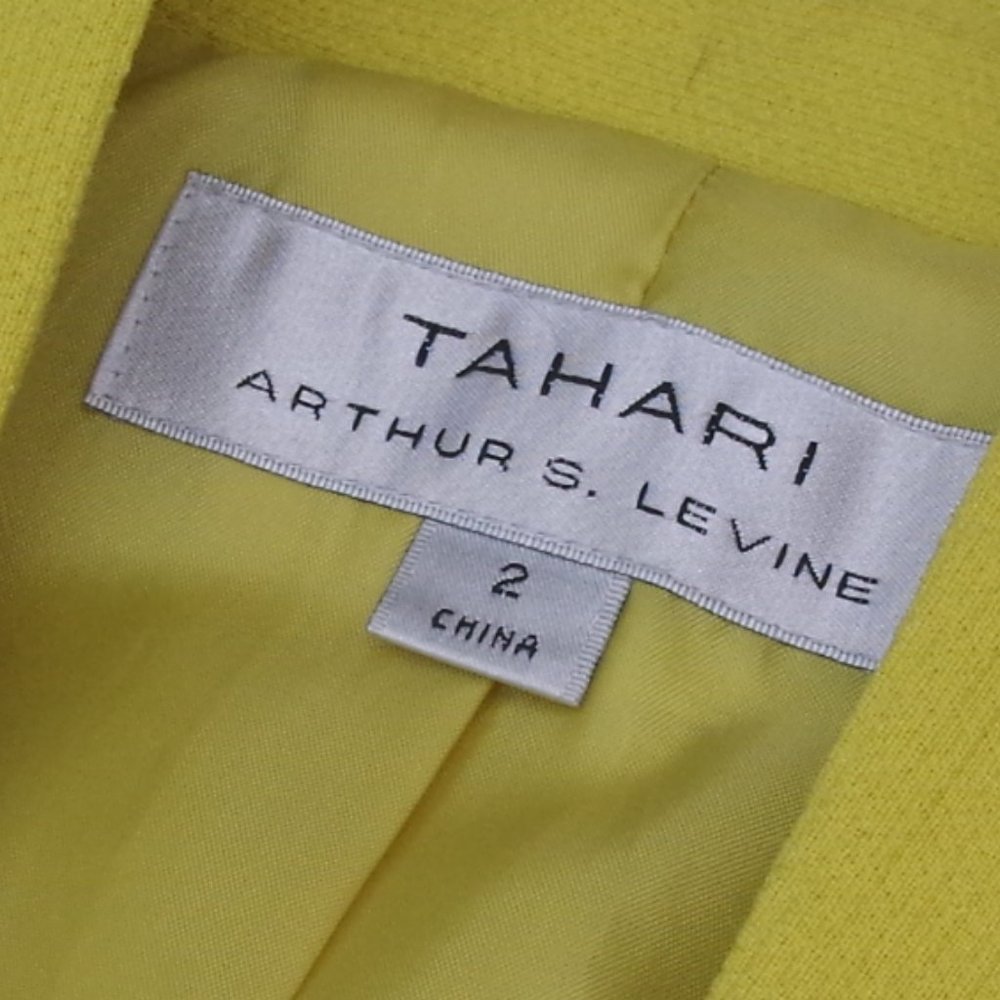 Tahari Structured Modern Chartreuse Texture Blazer - image 4